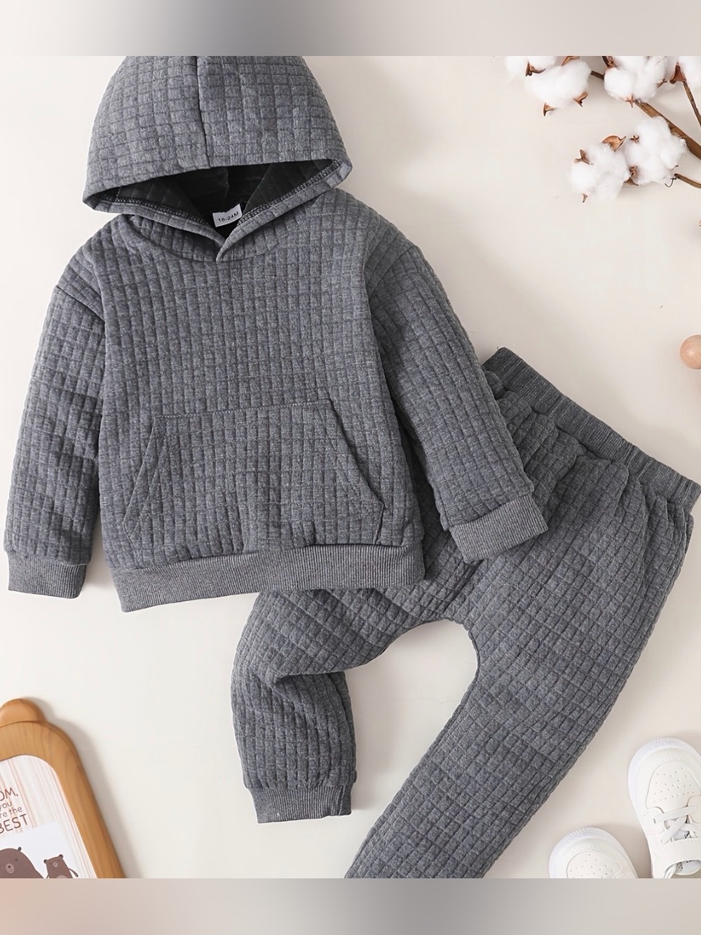 Quilted Gray Hoodie & Jogger Set